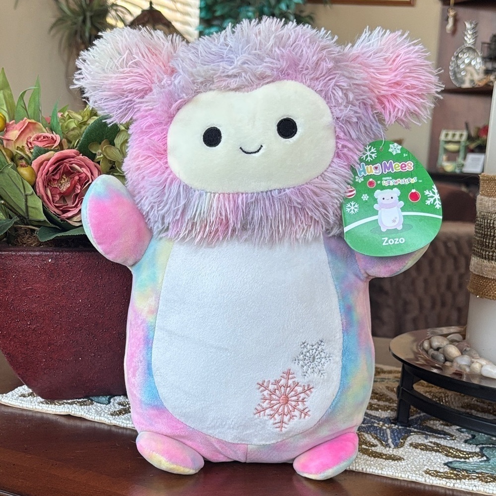Brand New Squishmallows HugMees Christmas Zozo Pastel Rainbow Plush Snowflake